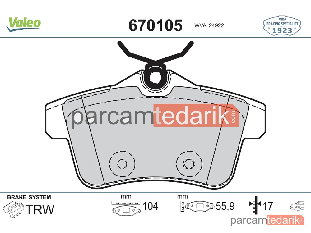 670105 | Fren Balatası (Arka) — Citroen C4 II, Peugeot 508 I, Peugeot 508 SW I